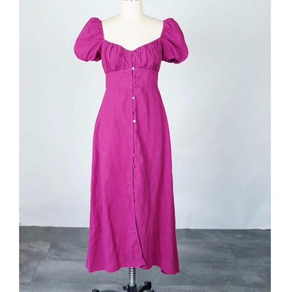 NEW Zara Midi Dress With Buttons Plum Size Small